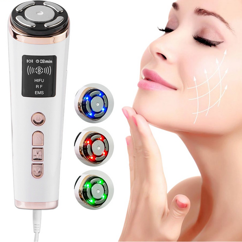 Mini HIFU Lifting Facial E Firming Anti Envelhecimento RF EMS Máquina De Beleza Aparelho Ultra-Som Cuidados Com A Pele